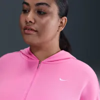Nike Sportswear Chill Terry женская Loose Full-Zip French Terry Толстовка с капюшоном (большие размеры) Pink