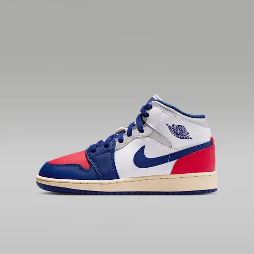 Nike Air Jordan 1 Mid Big детские Кроссовки цвет белый