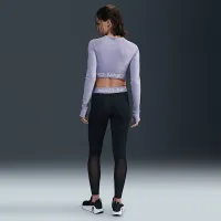 Nike Pro жіноча Dri-FIT Cropped Long-Sleeve Top колір фіолетовий