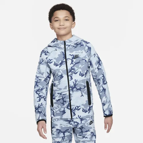 Nike Tech Fleece Big дитячі (для хлопчиків) Camo Full-Zip Толстовка з капюшоном блакитний