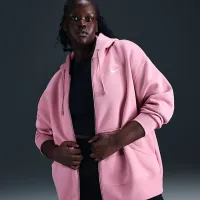 Nike Sportswear Phoenix Fleece жіноча оверсайз Full-Zip Толстовка з капюшоном (великі розміри) Pink