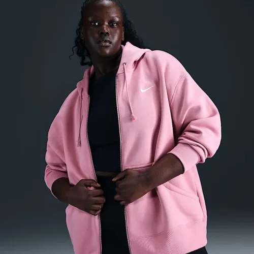 Nike Sportswear Phoenix Fleece женская оверсайз Full-Zip Толстовка с капюшоном (большие размеры) Pink