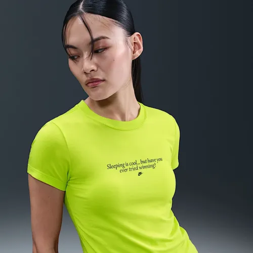 Nike Sportswear Chill Knit женская Slim футболка цвет зеленый