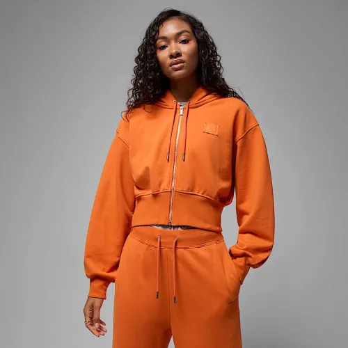 Nike Jordan Flight Fleece женская Cropped Satin-Lined Толстовка с капюшоном Orange
