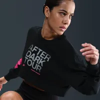 Nike After Dark Tour женская оверсайз Long-Sleeve Cropped футболка цвет черный
