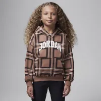 Nike Jordan Brooklyn Essentials Little детские Plaid Print Pullover Толстовка с капюшоном цвет коричневый