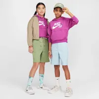 Nike SB Icon Fleece EasyOn Big дитячі оверсайз Pullover Толстовка з капюшоном колір фіолетовий