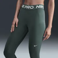 Nike Pro женская Mid-Rise Crop Mesh Panel лосины цвет зеленый