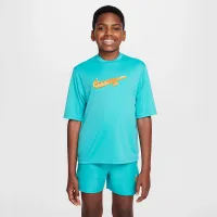 Nike Swim Hydroguard Big детские (для мальчиков) Dri-FIT Short-Sleeve Top цвет зеленый
