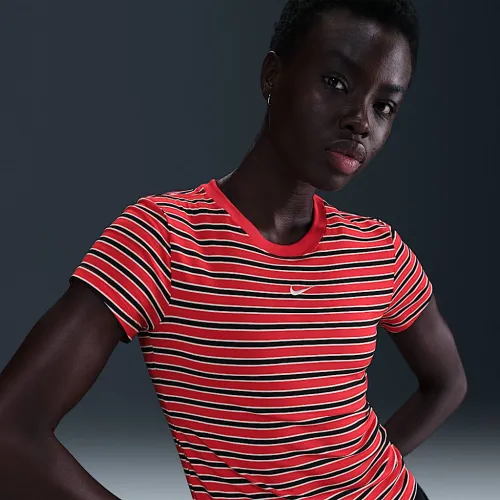 Nike Sportswear Chill Knit жіноча Slim Striped футболка колір червоний
