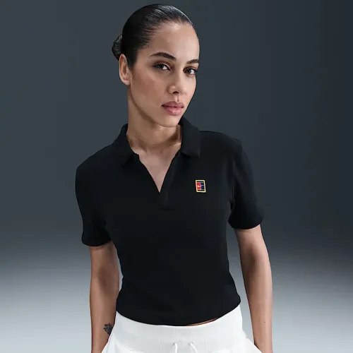 NikeCourt Heritage женская Short-Sleeve Cropped Tennis Polo цвет черный