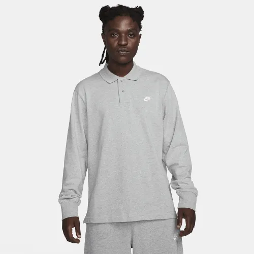 Nike Club чоловічі Long-Sleeve Knit Polo колір сірий