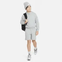 Nike Icon Fleece Big детские оверсайз Pullover Толстовка с капюшоном цвет серый