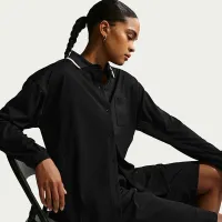 Nike Sportswear женская оверсайз Button-Down Jersey Top цвет черный