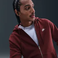 Nike Club мужские Full-Zip Fleece Толстовка с капюшоном цвет красный