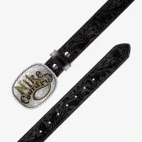 Nike Country чоловічі Plaque Buckle Embossed Leather Belt колір чорний