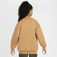 Nike Sportswear Club Fleece Big детские (Girls') оверсайз Crew-Neck свитшот цвет коричневый