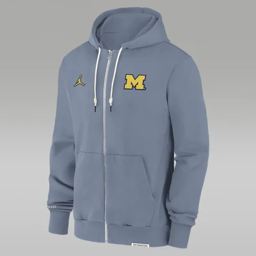 Michigan Wolverines Sideline Player чоловічі Nike Dri-FIT College Full-Zip Толстовка з капюшоном колір сірий