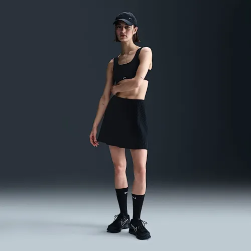 Nike Sportswear Chill Knit жіноча Ribbed Mini спідниця колір чорний