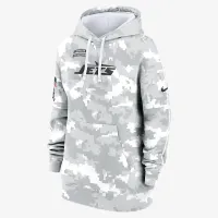 New York Jets Salute to Service Primary Edge Club женская Nike NFL Pullover Толстовка с капюшоном цвет белый