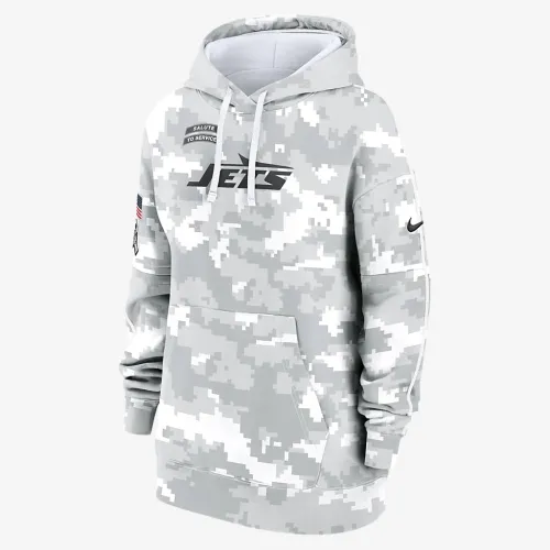 New York Jets Salute to Service Primary Edge Club женская Nike NFL Pullover Толстовка с капюшоном цвет белый