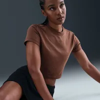 Nike Sportswear Chill Knit жіноча Cropped футболка колір коричневий