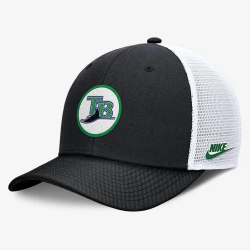 Tampa Bay Rays Cooperstown Rise чоловічі Nike Dri-FIT MLB Trucker Adjustable Hat колір чорний