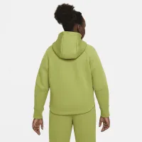 Nike Sportswear Tech Fleece Big детские (Girls') Full-Zip Толстовка с капюшоном (Extended Size) цвет зеленый