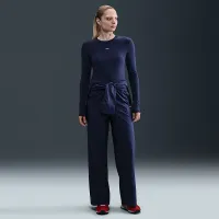 Nike Sportswear Chill Knit женская Slim Long-Sleeve Cropped Top синий