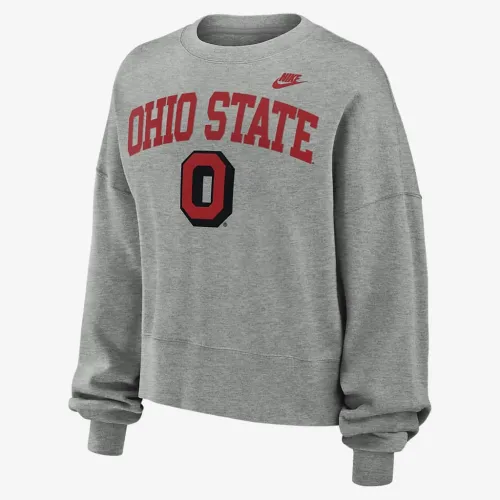 Ohio State Buckeyes Legacy Classic Arch женская Nike College Pullover Crew цвет серый