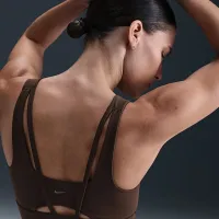 Nike Zenvy жіноча Medium-Support Padded Longline Sports Bra колір коричневий