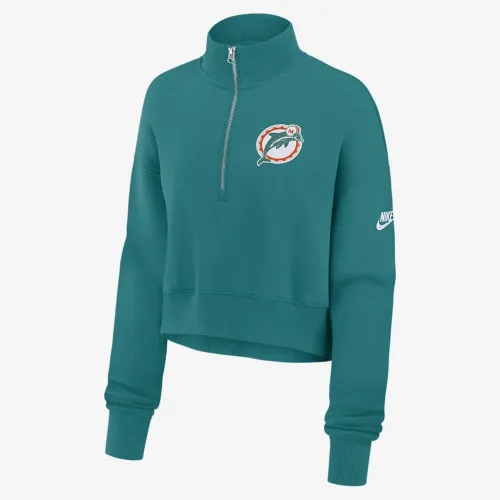 Miami Dolphins Rewind Phoenix жіноча Nike NFL Cropped 1/4-Zip Crew блакитний