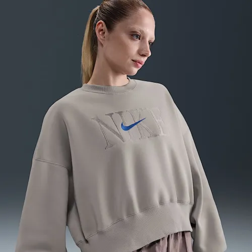 Nike Sportswear Phoenix Fleece женская оверсайз Crew-Neck свитшот цвет серый