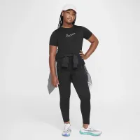 Nike One Big детские (Girls') Dri-FIT Short-Sleeve тренировочные Top (Extended Size) цвет черный