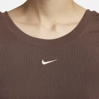 Nike Sportswear Chill Knit жіноча Tight Scoop-Back Short-Sleeve Mini-Rib Top колір коричневий