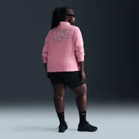 Nike Sportswear Club Fleece женская Mock-Neck 1/2-Zip Graphic Top (большие размеры) Pink