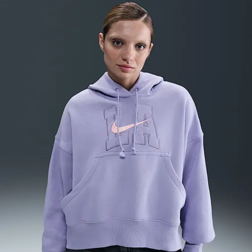 Nike Sportswear Phoenix Fleece женская Over-оверсайз Толстовка с капюшоном цвет фиолетовый