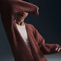 Nike Sportswear Phoenix Cozy Букле женская оверсайз Knit Cardigan цвет коричневый