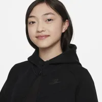 Nike Sportswear Tech Fleece Big дитячі (Girls') Full-Zip Толстовка з капюшоном колір чорний