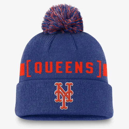 New York Mets Hometown Peak чоловічі Nike MLB Cuffed Pom Beanie блакитний