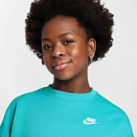 Nike Sportswear Club Fleece Girls' Boxy Crew-Neck свитшот цвет зеленый