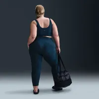 Nike Zenvy Rib жіноча Gentle-Support З високою талією 7/8 лосіни (великі розміри) блакитний