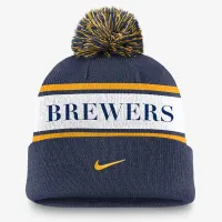 Milwaukee Brewers Team Stripe Peak чоловічі Nike MLB Cuffed Pom Beanie блакитний