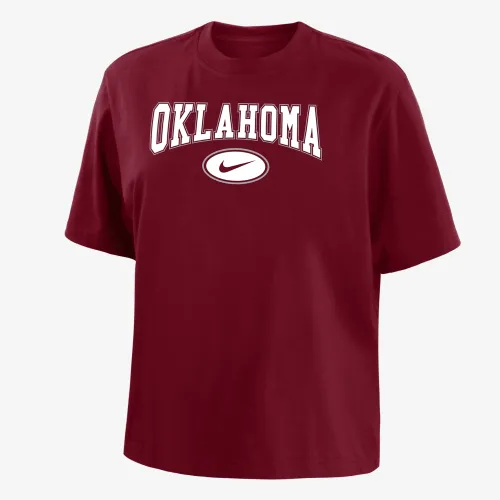 Oklahoma женская Nike College Boxy футболка цвет красный