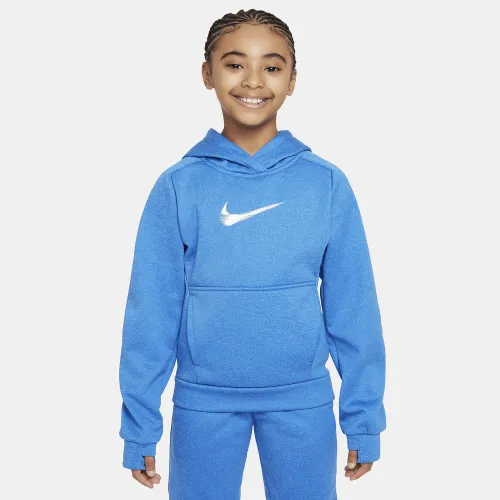 Nike Multi+ Big дитячі Therma-FIT Pullover Толстовка з капюшоном блакитний
