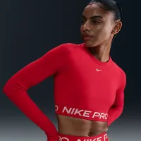 Nike Pro жіноча Dri-FIT Cropped Long-Sleeve Top колір червоний