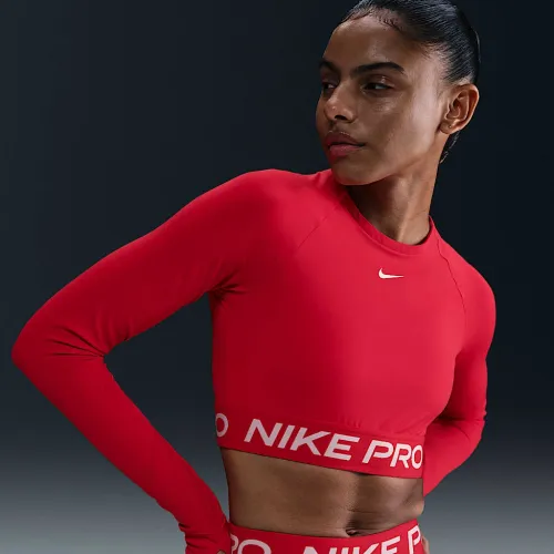 Nike Pro жіноча Dri-FIT Cropped Long-Sleeve Top колір червоний