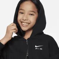 Nike Air Club Fleece Big детские (Girls') оверсайз Full-Zip Толстовка с капюшоном цвет черный
