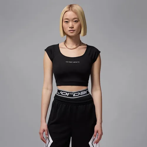 Nike Jordan Sport жіноча Short-Sleeve Knit Crop Top колір чорний