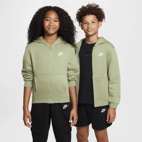 Nike Sportswear Club Fleece Big детские Full-Zip Толстовка с капюшоном цвет зеленый